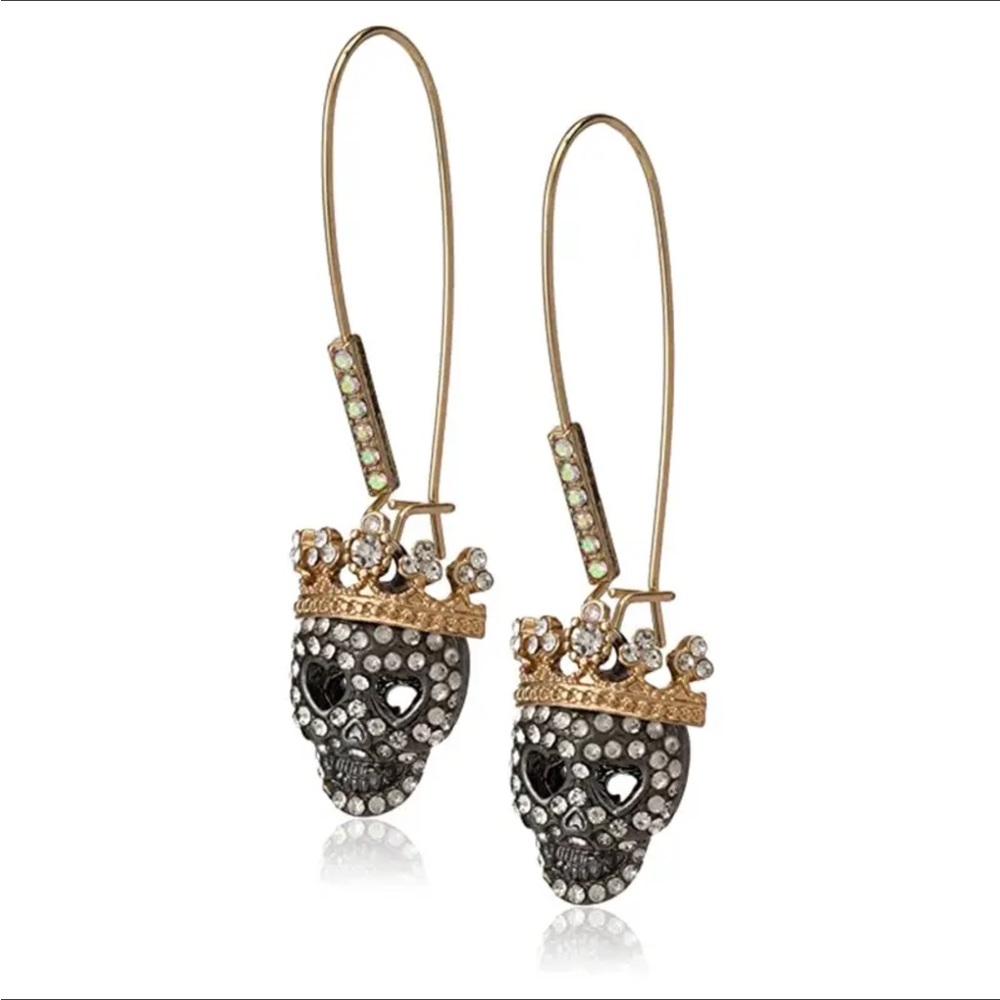 Retro Halloween King Crowned Skull Earrings